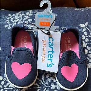 Carter's Navy and Pink Heart Sneakers